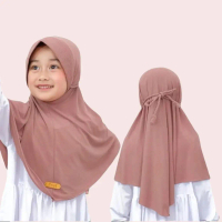 Hijab Tali Uliir Anak Jersey 4-12 Tahun Pad Nyaman Variasi Muslim Instan Bergo Panjang Lembut Bahan 