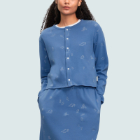 【agnes b.】Sport b. 女裝 恐龍提花開襟外套(藍色)