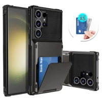 Wallet 5-Card Slot Credit Case For Samsung Galaxy S24 Ultra S23 S22 S21 Plus S20 FE Card Holder Cover For Galaxy Note 8 9 10 20