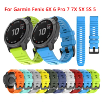 22 20 26MM QuickFit Silicone Strap for Garmin fenix 6X 6 Pro 6S Smart watch Band Bracelet for fenix 7X 7S 7 5 5S 5X Plus 945 935