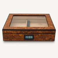 LUBINSKI Hot Sale Cedar Wood Cigar Humidor Box New Portable Wooden Cigar Case Glass Top Travel Cigar Humidor Cabinet Box CH-029