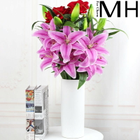 仿真花絹花假花百合玫瑰康乃馨蘭花客廳裝飾擺件花瓶花藝插花塑料