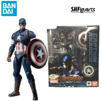 In Stock Bandai Original MARVEL S.H.Figuarts SHF Avengers: Age of Ultron Captain America Anime Character Toy