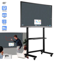 Souria 65 inches Touch Electronic White Board Interactive Presentation LCD Screen for Office with Rolling TV Stand