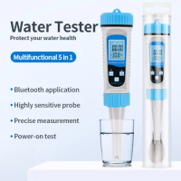 5 in 1 Water Quality Tester Bluetooth EC TDS SALT SG TEMP 2 Calibration Methods Real Time Data Transfer for Aquarium Hydroponic