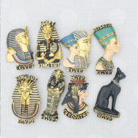 Resin Three-Dimensional Egyptian Mythological Pharaoh Black Cat Idol Souvenir Home Decor Fridge Magnet Refrigerator Decoration