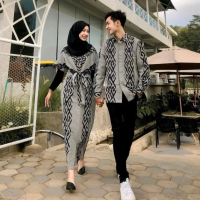 Set couple tenun - baju tenun couple - baju couple tenun - baju muslim - etnik sumba toraja terbaru