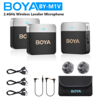 BOYA BY-M1V Wireless Lavalier Lapel Condenser Microphone for iPhone Android Smartphone DSLR Cameras Youtube Recording Vlog