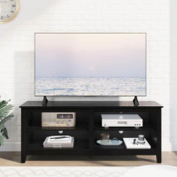 TV Stand for 65 inch TV with Storage,TV Media Console Table with 4 Open Storage Shelve,55 inch Wood TV Cabinet