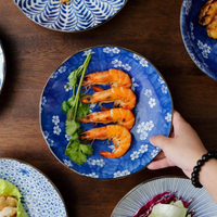 餐盤美濃燒裝菜盤子家用創意日式餃子盤8英寸早餐點心沙拉水果盤