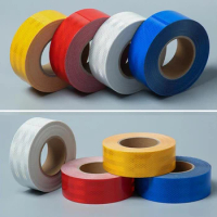 5cmx50M/Roll Reflective Material Tape Sticker Safety Warning Tape Reflective Film Car Sticker 4 Colors White Yellow Red Blue Dec