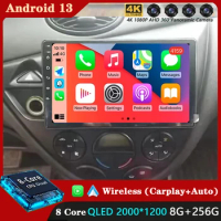 Android 13 for Ford Fiesta 1995-2001 Focus MK1 1998-2004 Car Radio 2 Din Android Stereo Carplay Autoradio Head Unit GPS WIFI+4G