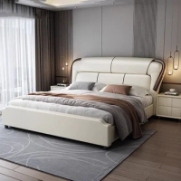 High End Nordic Bed Frames Wood Queen Glamorous Safe Headboard Twin Bed Frame Luxury Full Size Letto Matrimoniale Home Furniture