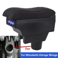 For Mitsubishi Mirage Space Star 2014 - 2018 Storage Box Armrest Arm Rest Dual Layer Black Leather Ashtray 2015 2016 2017