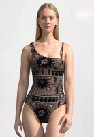 Sunseeker Desert Palm黑色不對稱連體泳衣