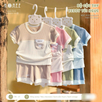 Hrnee bộ cộc tay teddy túi ngực cho bé
