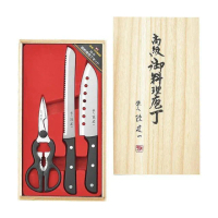 日本名廚 陳建一聯名菜刀3件禮盒組 A(三德廚刀/麵包刀/料理剪刀)