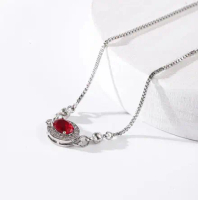 Gelang rantai titanium untuk wanita, anti karat dan tidak luntur, aksesoris liontin ruby yang in