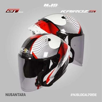 Helm NJS KAIROZ GT MOTIF SINGLE VISOR LIGHT SMOKE FREE SPOILER 3D - Helm Half Face Njs Nusantara/mic