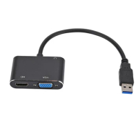 USB 3.0 to HDMI-compatible VGA Adapter 1080P HDMI-compatible for Computer to Projector TV Monitor Extend Screen VGA Cable