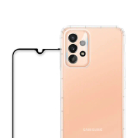 【Meteor】SAMSUNG Galaxy A23 5G 手機保護超值3件組(透明空壓殼+鋼化膜+鏡頭貼)