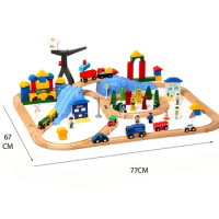 123pcs Small Train Track Car Building Block Track Train Toy Set Compatible With Wooden Children Toys Gift Wood Pd24