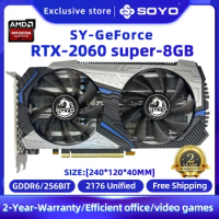 SOYO Original RTX 2060 Super 8GB Nvidia Graphics Cardr GDDR6 256Bit PCI Express 16x3.0 RTX2060s Gaming Video Card For Desktop