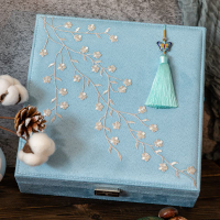 盒毛絨布防氧化飾品收納盒大容量手飾品盒珠寶盒珍珠項鏈盒