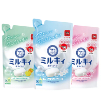 【日本牛乳石鹼】牛乳精華沐浴乳補充包360mlx18包(乳木果油/角鯊烷/玫瑰花香/柚子果香/清新皂香)