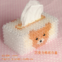 手工制作裝飾品串珠紙巾盒水晶珠串珠散珠透明diy紙抽盒可愛小熊