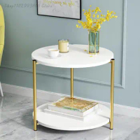Metal Bedside Coffee Table Round End Side Table Desk Nordic Marble Glass Home Sofa Tables Living Room Side Tables Furniture HY