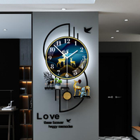 掛鐘 家用高檔鐘表掛鐘客廳時尚掛墻創意大氣輕奢現代網紅時鐘壁燈