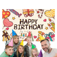 Happy Birthday Photo Backdrop Sign Banner Photography Background Party Supplies Photo Booth Props Background Decorations