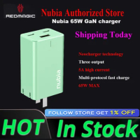 Original Nubia Redmagic 65W GaN Power Charger Quick Charger Power Adapter with 5A Date Cable for iPhone Huawei Xiaomi Samsung