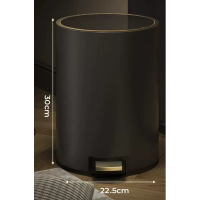 不銹鋼腳踏式垃圾桶(黑金)(尺寸:8L-30*22.5CM)