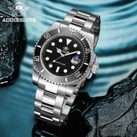 Addies Dive Men's Quartz Watch Miyota 2115 Movement 316L Stainless Steel Watch 41mm Dial Ceramic Bezel 200m Waterproof Watch