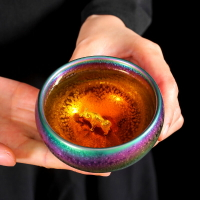 建盞茶杯妖妃主人杯鑲銀12生肖單杯陶瓷茶具品茗杯個人茶盞禮盒裝