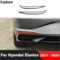 Car Accessories For Hyundai Elantra Avante 2021 2022 2023 Carbon Rear Bumper Fog Light Lamp Cover Trim Tail Foglight Bezel Trim
