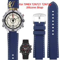 24*16mm Convex men silicone Watch strap for TIMEX Tidal T2N721 T2N720 TW2T76500 2T76300 Blue sports waterproof rubber Watchband