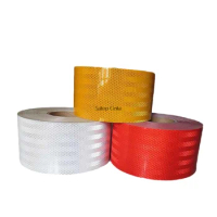 10CM*45.7M Super Grade PET Reflective Self-adhesive Tape White Yellow Flurescent Warning Safety Sticker For Truck Car Motorcycle