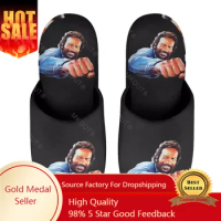 Bud Spencer (4) Warm Cotton Slippers For Men Women Thick Soft Soled Non-Slip Fluffy Shoes Indoor House Slippers Hotel