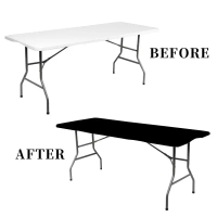 {MIMI}   1Pc 4ft 6ft 8ft Spandex Table Cover, Stretch Fabric Table Top Cover, Washable Elastic Unive