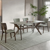 進口巖板餐桌白蠟木實木餐桌椅組合北歐輕奢現代簡約小戶型吃飯桌