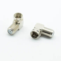 2PCS copper F male plugs to F female right angle 90 elbow satellite antenna adapter coaxial TV connector curved right angle