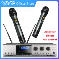 800W + 800W Amplifier Digital Mixer with 2 Dynamic Microphone Effects Bluetooth karaoke USB DJ Audio Studio Stage equipment