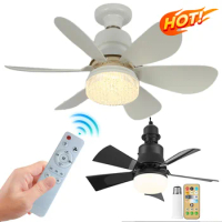 Remote control lighting LED lamp ceiling fan, fan E27 converter base, intelligent silent ceiling fan for bedroom and living room