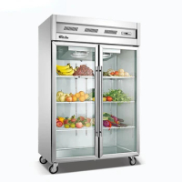 2 glass Door kitchen Refrigerator Hotel restaurant commercial equipment
