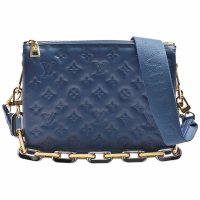 LV M22856經典COUSSIN PM系列Monogram壓花蓬鬆小羊皮肩/斜背包(藍色)