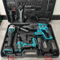 3 Piece Angle Grinder And Electric Drill And Light Hammer 18V 21V Cordless Dril Lithium Battery Drill Machine