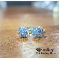 CC Flower Earrings for Women 925 Silver Needle Wedding Jewelry Party Ear Accessories Small Cute Stud Earring Daily Wear CCE698